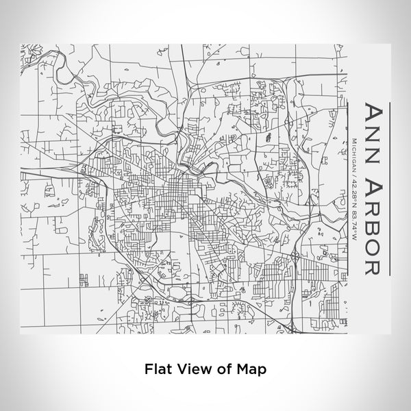 Rendered View of Ann Arbor Michigan Map Engraving on 20oz Stainless Steel Insulated Bottle with Bamboo Top in White