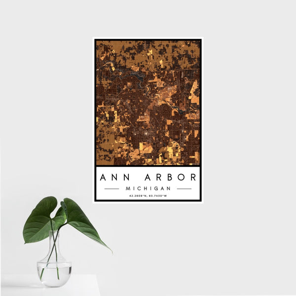 Ann Arbor - Michigan Map Print in Ember