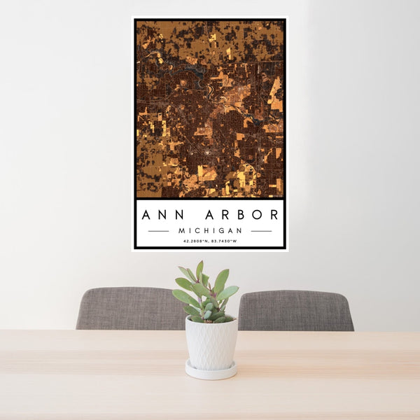 Ann Arbor - Michigan Map Print in Ember