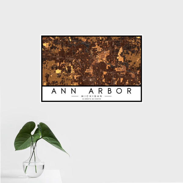 Ann Arbor - Michigan Map Print in Ember