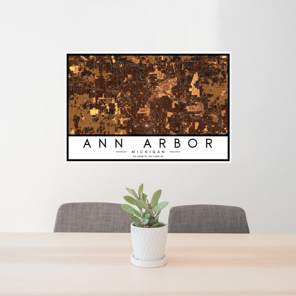 Ann Arbor - Michigan Map Print in Ember