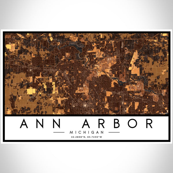 Ann Arbor - Michigan Map Print in Ember