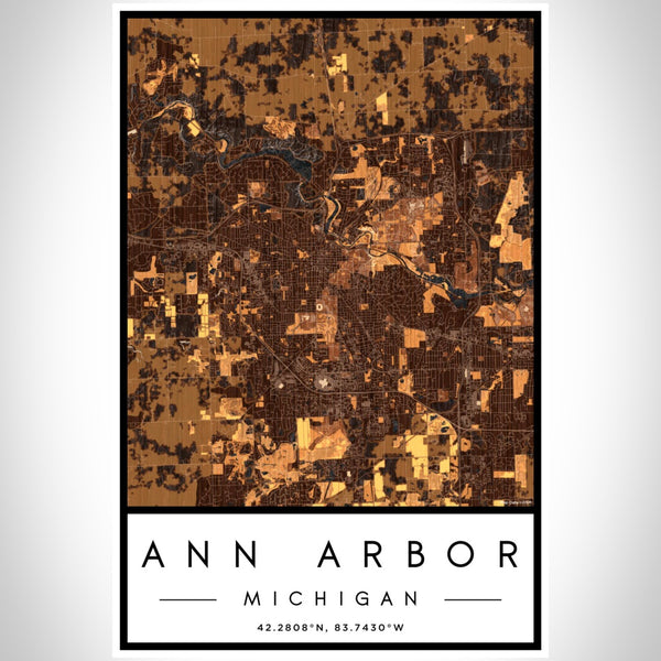 Ann Arbor - Michigan Map Print in Ember