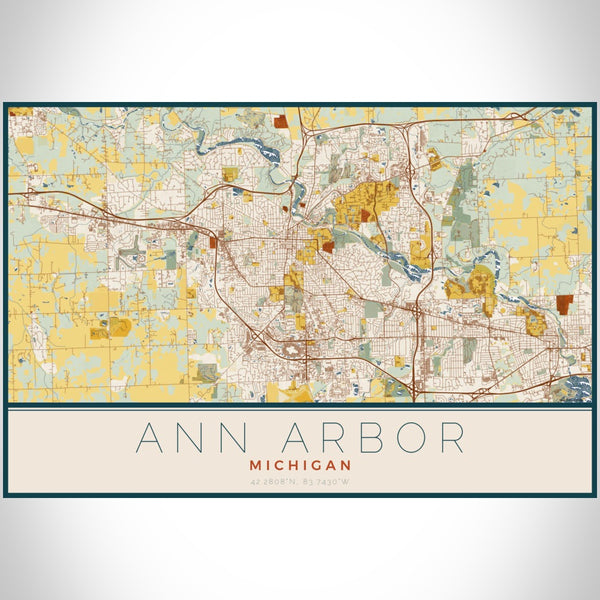 Ann Arbor - Michigan Map Print in Woodblock