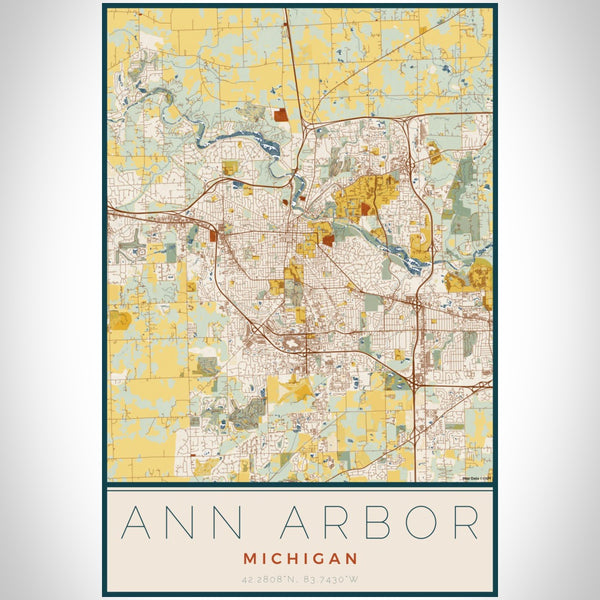 Ann Arbor - Michigan Map Print in Woodblock
