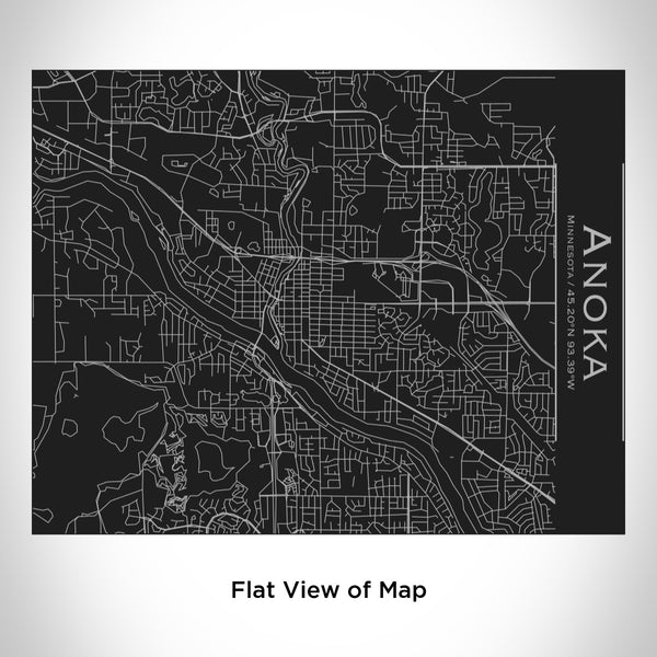 Rendered View of Anoka Minnesota Map Engraving on 20oz Stainless Steel Insulated Bottle with Bamboo Top in Black