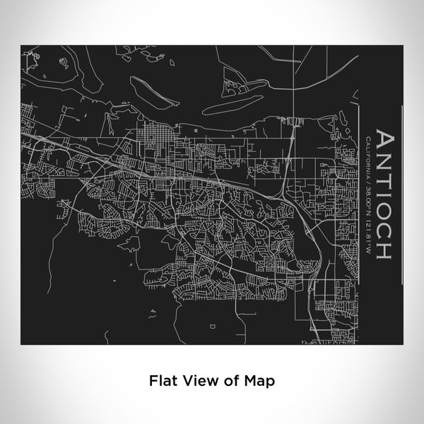 Rendered View of Antioch California Map Engraving on 20oz Stainless Steel Insulated Bottle with Bamboo Top in Black