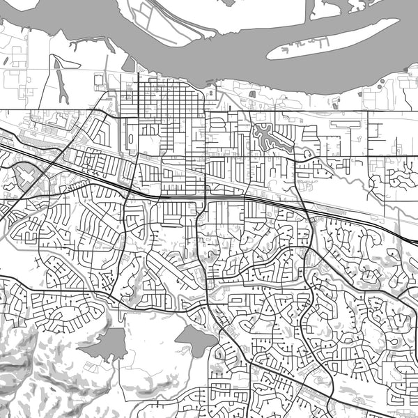 Antioch California Map Print in Classic Style Zoomed In Close Up Showing Details