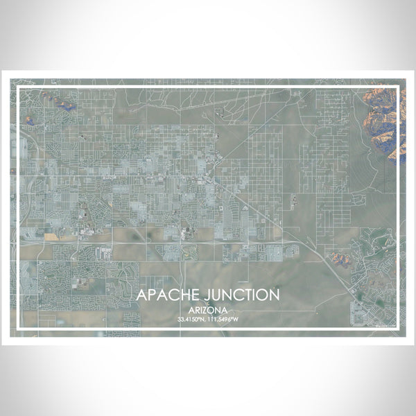 Apache Junction Arizona Map Print Landscape Orientation in Afternoon Style With Shaded Background