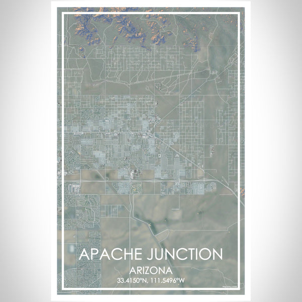 Apache Junction Arizona Map Print Portrait Orientation in Afternoon Style With Shaded Background