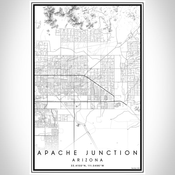 Apache Junction Arizona Map Print Portrait Orientation in Classic Style With Shaded Background
