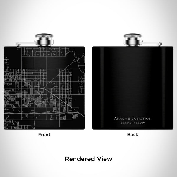 Apache Junction - Arizona Map Hip Flask in Matte Black