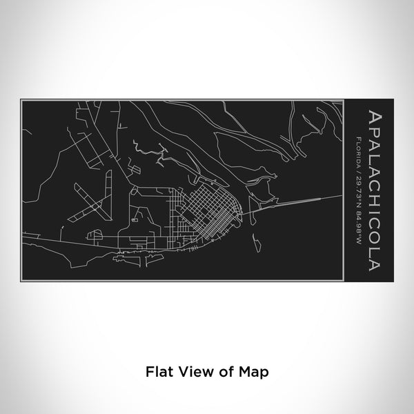 Rendered View of Apalachicola Florida Map Engraving on 17oz Stainless Steel Insulated Cola Bottle in Black