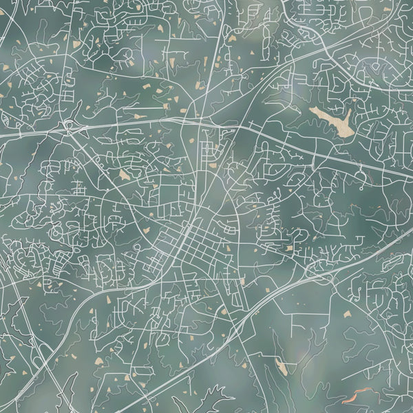 Apex North Carolina Map Print in Afternoon Style Zoomed In Close Up Showing Details