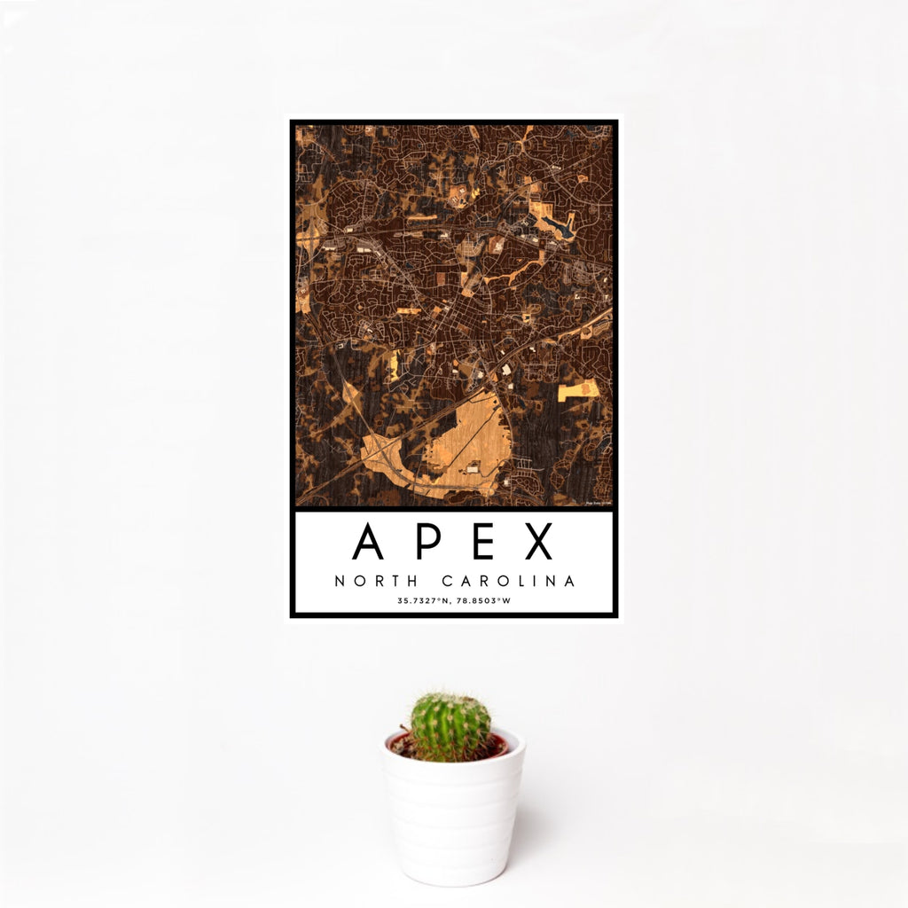 Apex - North Carolina Map Print in Ember