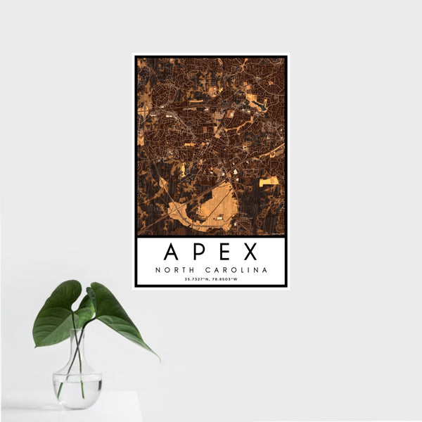 Apex - North Carolina Map Print in Ember