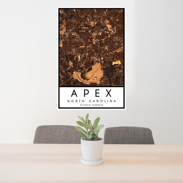 Apex - North Carolina Map Print in Ember