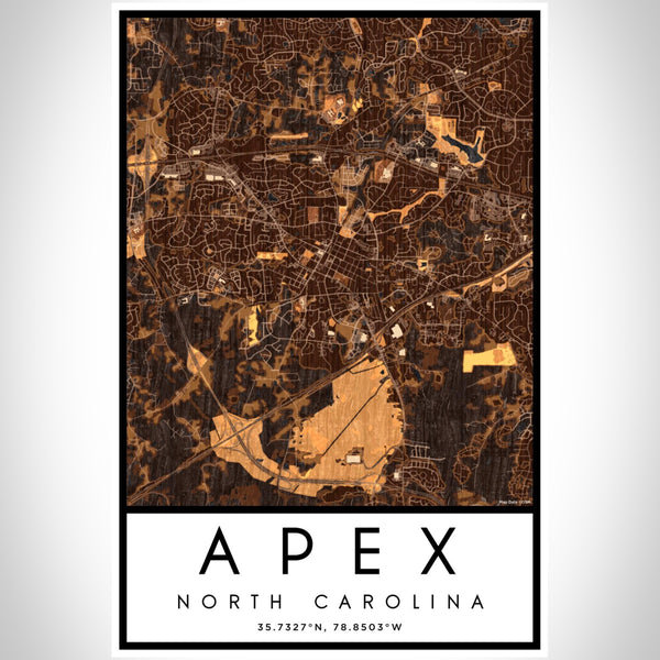 Apex - North Carolina Map Print in Ember