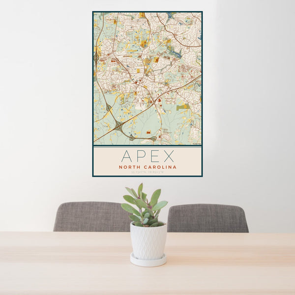 Apex - North Carolina Map Print in Woodblock