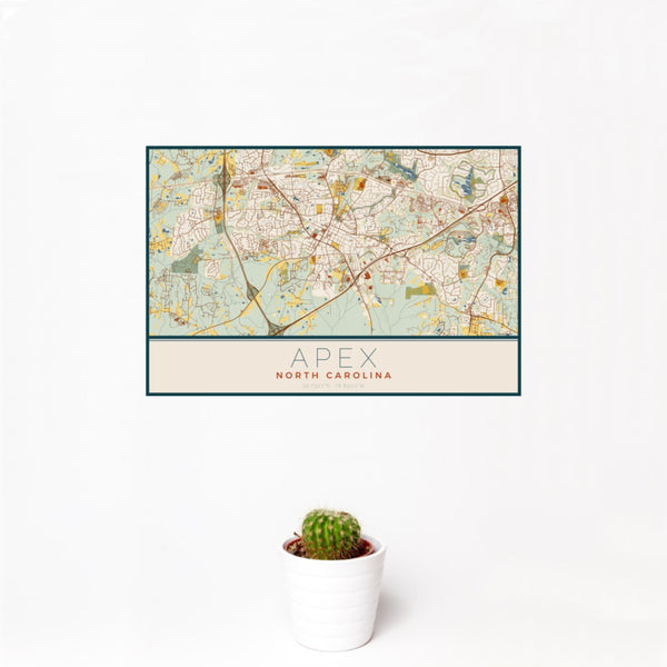Apex - North Carolina Map Print in Woodblock