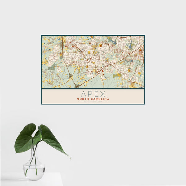Apex - North Carolina Map Print in Woodblock