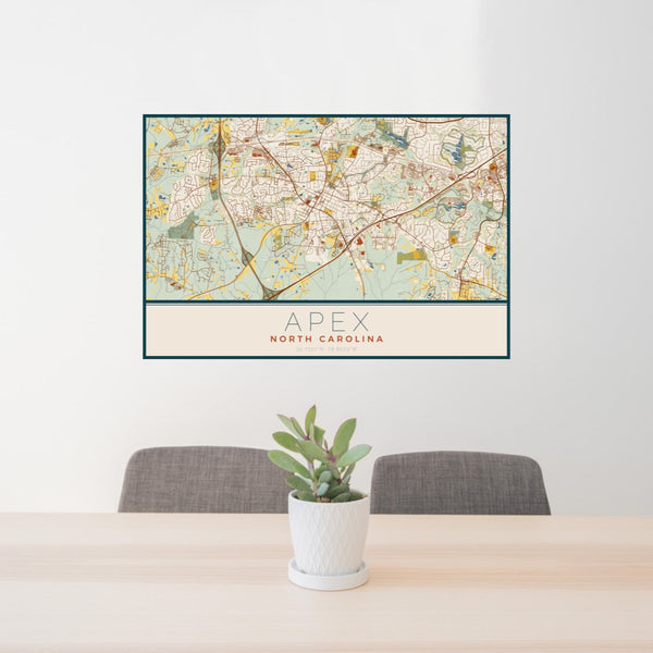 Apex - North Carolina Map Print in Woodblock