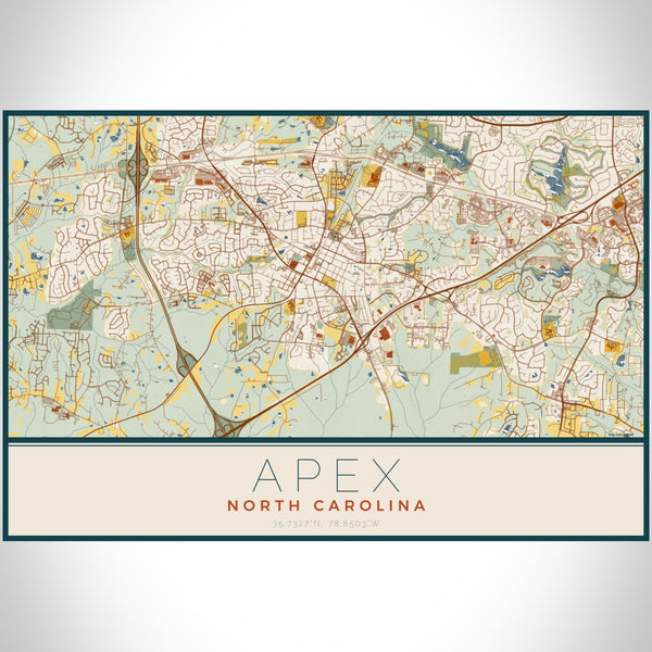 Apex - North Carolina Map Print in Woodblock