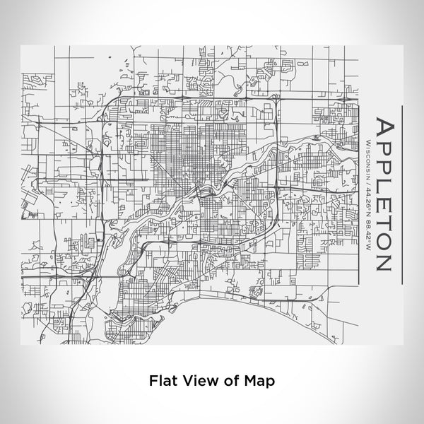 Rendered View of Appleton Wisconsin Map Engraving on 20oz Stainless Steel Insulated Bottle with Bamboo Top in White