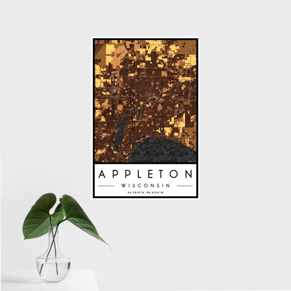 Appleton - Wisconsin Map Print in Ember