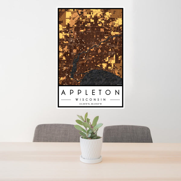 Appleton - Wisconsin Map Print in Ember