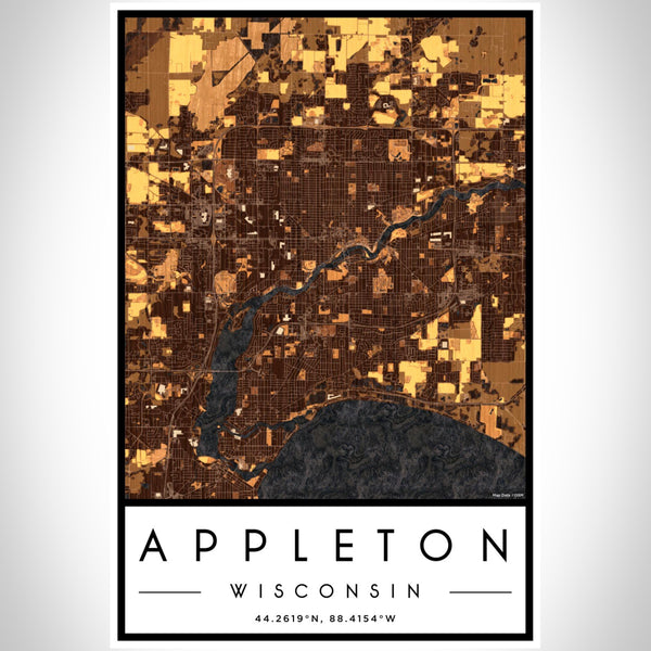 Appleton - Wisconsin Map Print in Ember