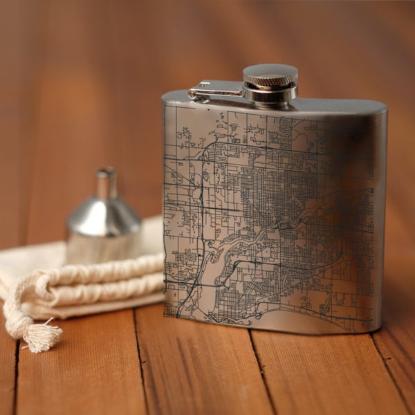 Appleton - Wisconsin Map Hip Flask