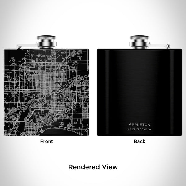 Appleton - Wisconsin Map Hip Flask in Matte Black
