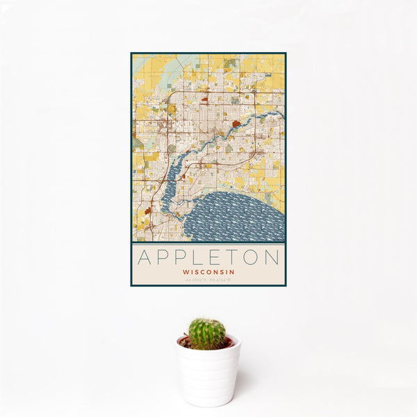 Appleton - Wisconsin Map Print in Woodblock