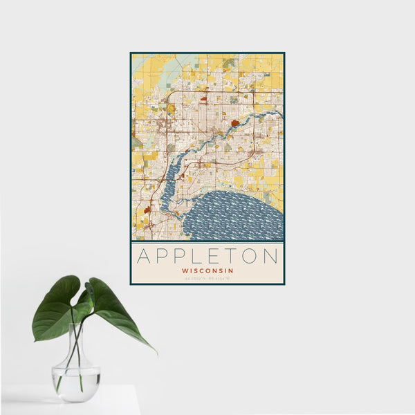 Appleton - Wisconsin Map Print in Woodblock