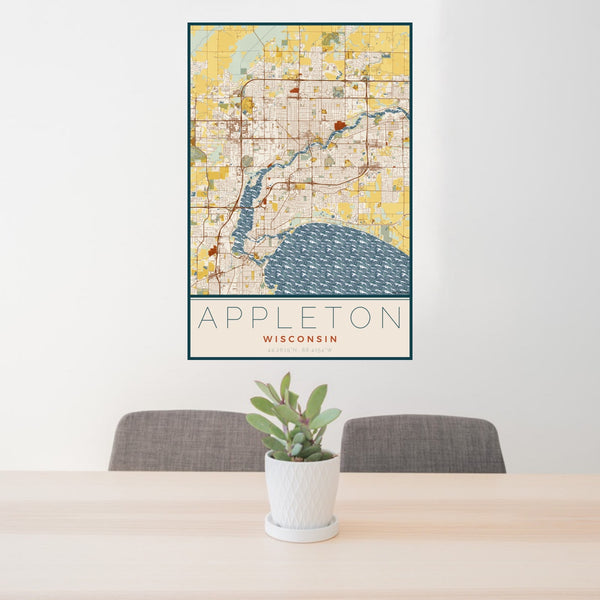 Appleton - Wisconsin Map Print in Woodblock