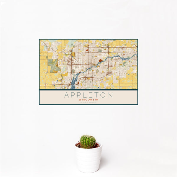Appleton - Wisconsin Map Print in Woodblock