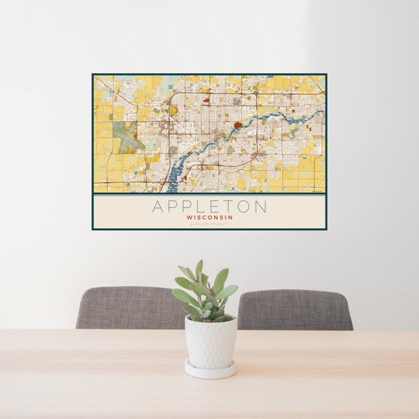 Appleton - Wisconsin Map Print in Woodblock