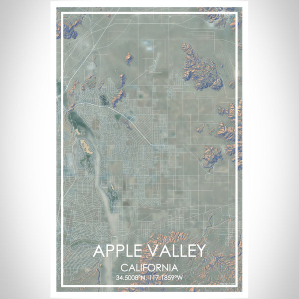 Apple Valley California Map Print Portrait Orientation in Afternoon Style With Shaded Background