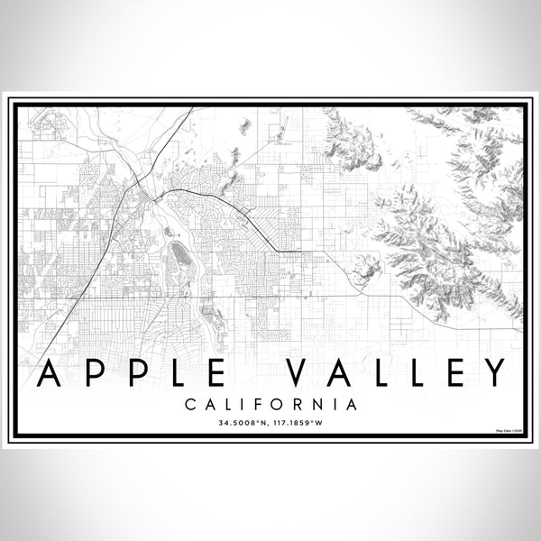 Apple Valley California Map Print Landscape Orientation in Classic Style With Shaded Background