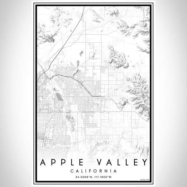 Apple Valley California Map Print Portrait Orientation in Classic Style With Shaded Background