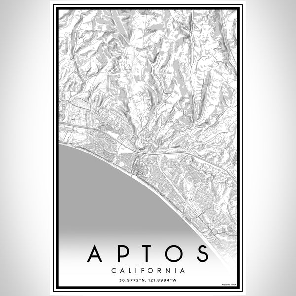 Aptos California Map Print Portrait Orientation in Classic Style With Shaded Background