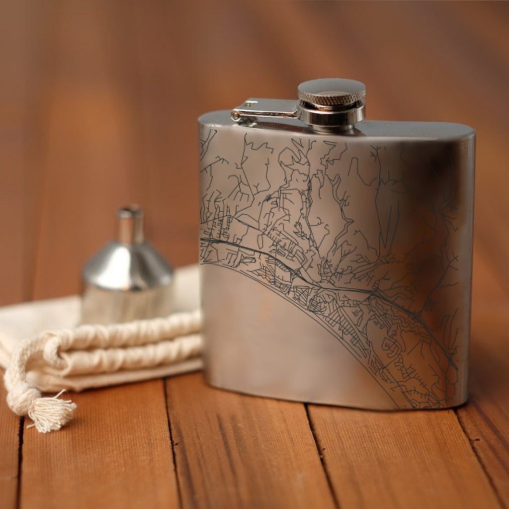 Aptos California Custom Engraved City Map Inscription Coordinates on 6oz Stainless Steel Flask