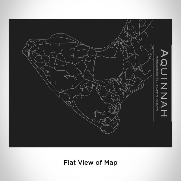 Rendered View of Aquinnah Massachusetts Map Engraving on 20oz Stainless Steel Insulated Bottle with Bamboo Top in Black