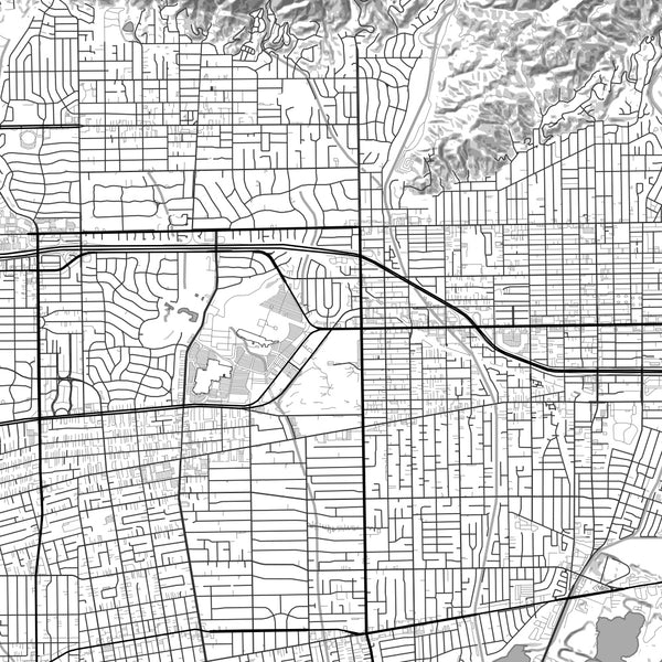 Arcadia California Map Print in Classic Style Zoomed In Close Up Showing Details