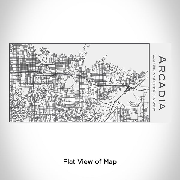 Rendered View of Arcadia California Map Engraving on 17oz Stainless Steel Insulated Cola Bottle in White