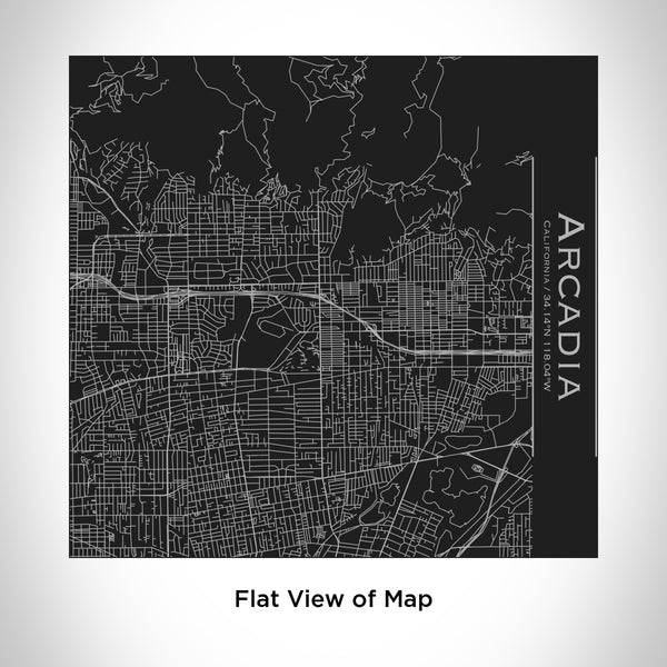 Rendered View of Arcadia California Map Engraving on 17oz Stainless Steel Insulated Tumbler in Black