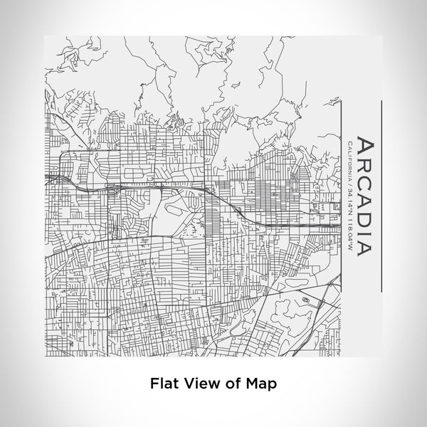 Rendered View of Arcadia California Map Engraving on 17oz Stainless Steel Insulated Tumbler in White