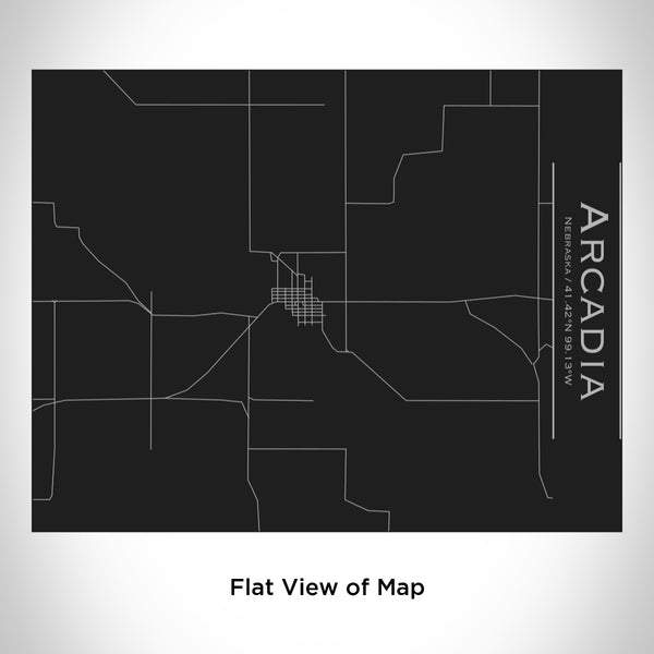 Rendered View of Arcadia Nebraska Map Engraving on 20oz Stainless Steel Insulated Bottle with Bamboo Top in Black