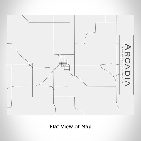 Rendered View of Arcadia Nebraska Map Engraving on 20oz Stainless Steel Insulated Bottle with Bamboo Top in White